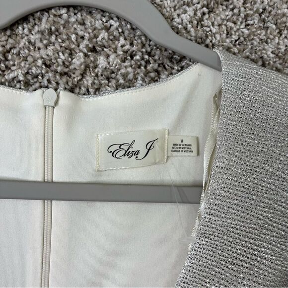 Eliza J Dress Womens 8 Champagne Ruched Side Flutter Sleeve Long Formal Gown NWT - Picture 4 of 10